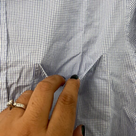 Sid Mashburn Mens Blue Grid Pattern Long Sleeve Button Shirt Size 34 - Picture 5 of 8